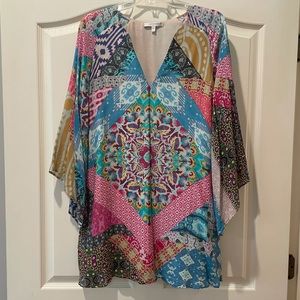 Lavender Brown multicolored print dress